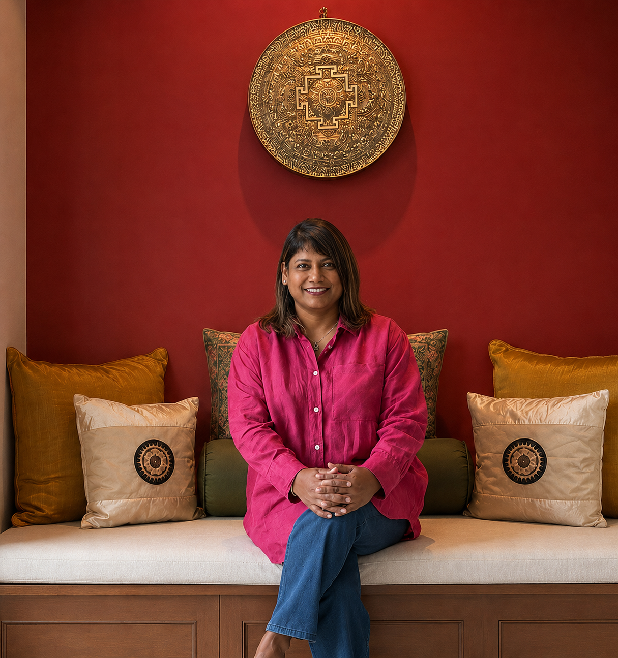 Dr. Ramani Arumugam, Consultant Rheumatologist, seated in the clinic waiting area